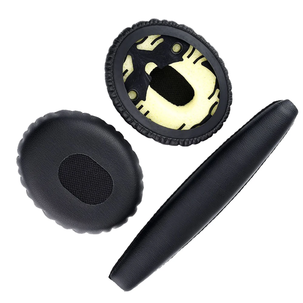 Bose qc3用ヘッドパッド付きブラックイヤークッションのペア、快適な3ヘッドフォン