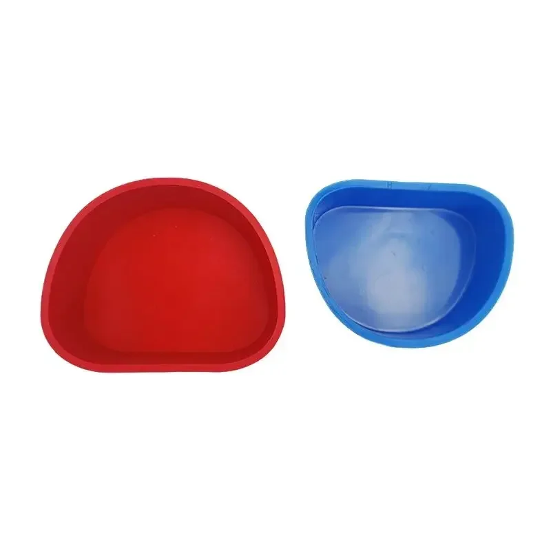 

5Pcs Denture Silicone Box Dental Orthodontic Braces Placement Box Dental False Teeth Silicone Bowl Dental Tools Red/blue