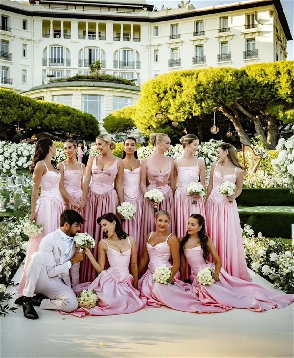 Customized Elegant Pink Long Evening Dresses for Special Occasions Spaghetti Strap A-Line Bridesmaid Gala Prom Party Gowns 2026 image 4