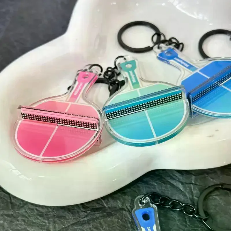 Acrylic Ping Pong Table Keychain Double Sided Mini 3D Sports Keyring Bag Pendant Car Key Chains Souvenir Gift