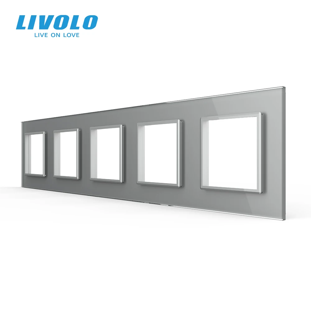 Imagem -02 - Livolo-painel Interruptor Vidro Cristal Cores Tomada Painel de Vidro Quíntuplo Luxo ue C75sr11 364 mm 80 mm Novo