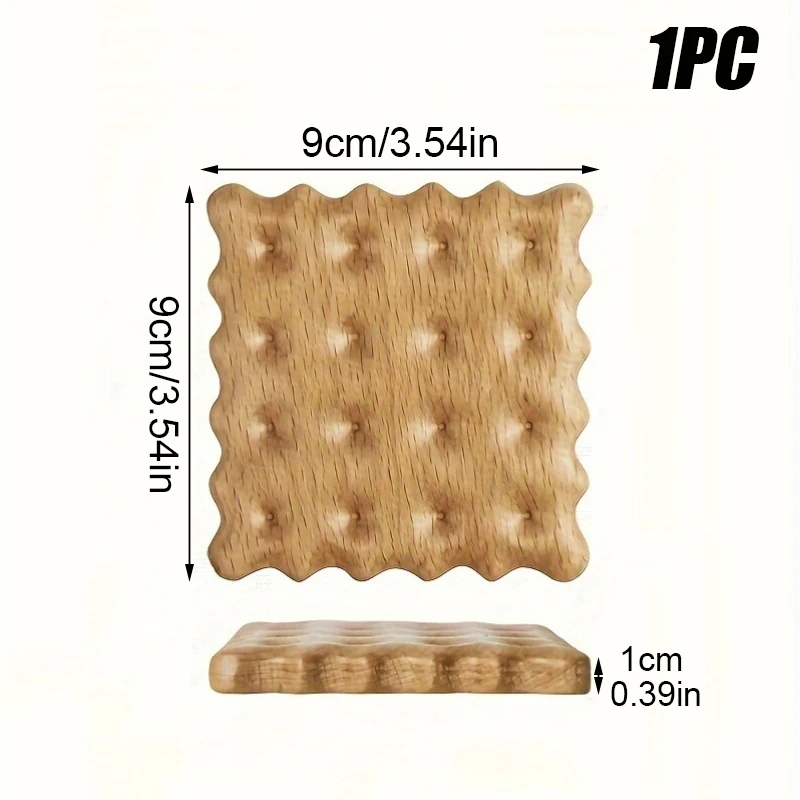 1PC Creative Japanese Coffee Cup Biscuit Solid Wooden Coaster Wooden Heat Insulating Mat Aroma Candle Mat Ins Style Mug Mat