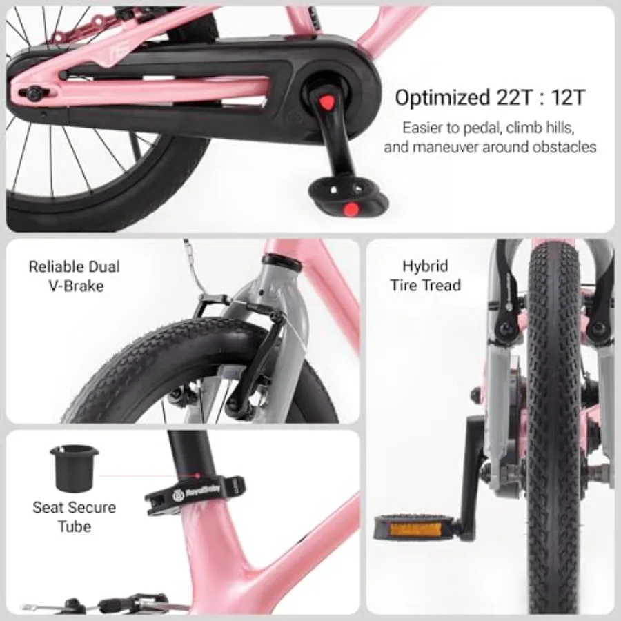 Bicicleta ligera de aleación de magnesio, bicicleta deportiva con ruedas de 14/16/18 pulgadas para niños y niñas de más de 3 años en azul, rojo y plateado