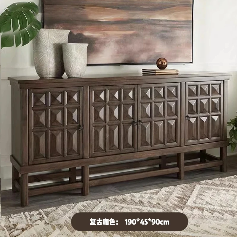 American Retro Solid Wood Sideboard Restaurant Storage Cabinet Designer Model Kitchen Locker