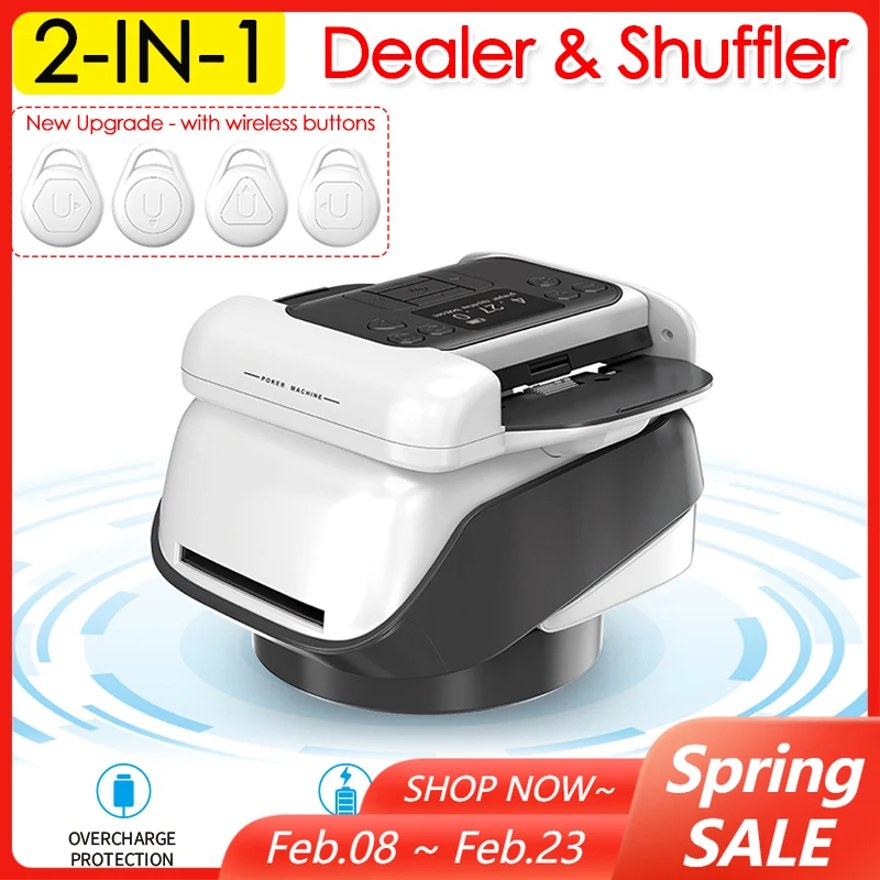 

Automatic Cards Dealer Shuffling Machine with Wireless Buttons Poker Playing Card Dealing Tool Texas Card Mixer Distributor