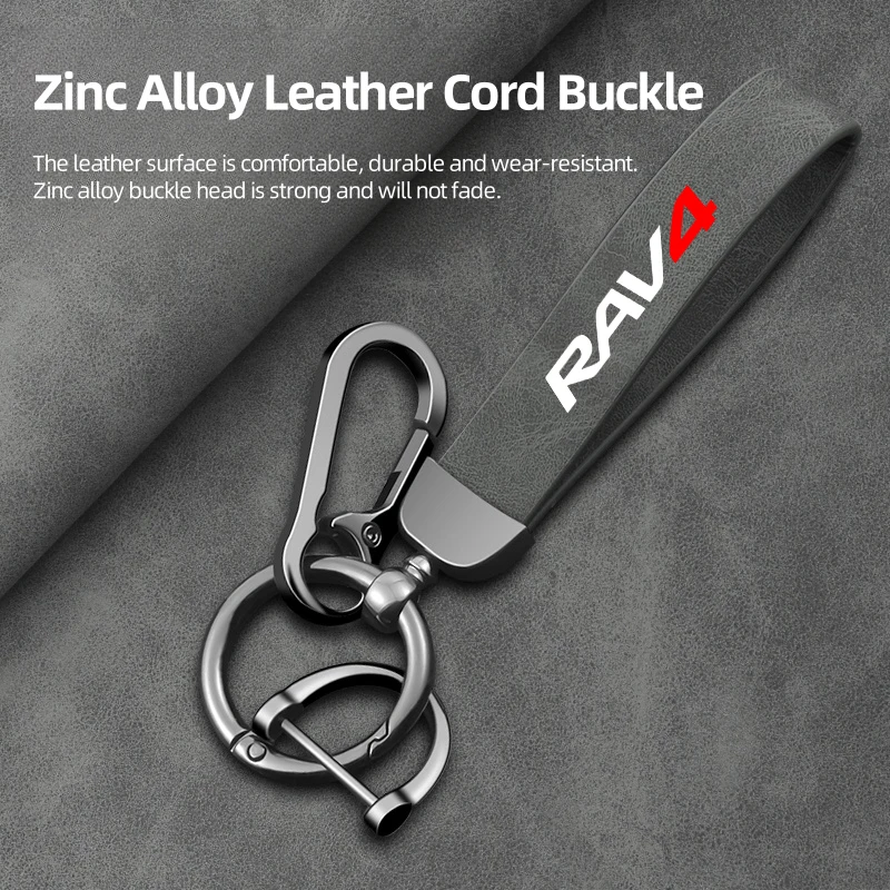 Car Key Chain Rings Metal Leather Keychain Universal Auto Motorcycle Keyring For TOYOTA RAV4 2008 2013 2017 2018 accessories