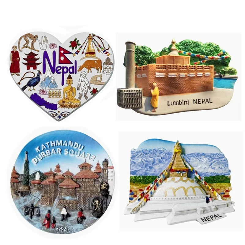 Bodahada Pagoda in Kathmandu,Lumbini, Nepal Handmade Painted 3D Fridge Magnets Tourism Souvenirs Refrigerator Magnetic Stickers