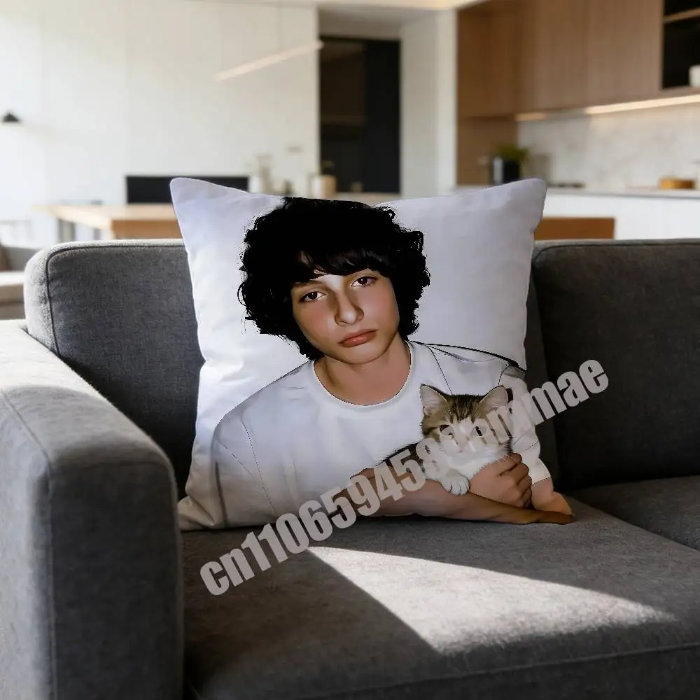 

For F-Finn Wolfhard Cute Cat Throw Pillow Case Sham 30x30cm 45x45cm 50x50cm Square Office Cushion Cover