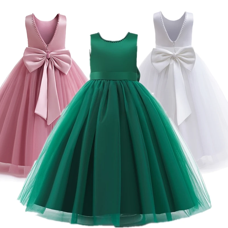 Christmas Dress for Girls Wedding Party Gown Kids Backless Elegant Teenage Pageant Prom Dress Children\'s New Year Clothing