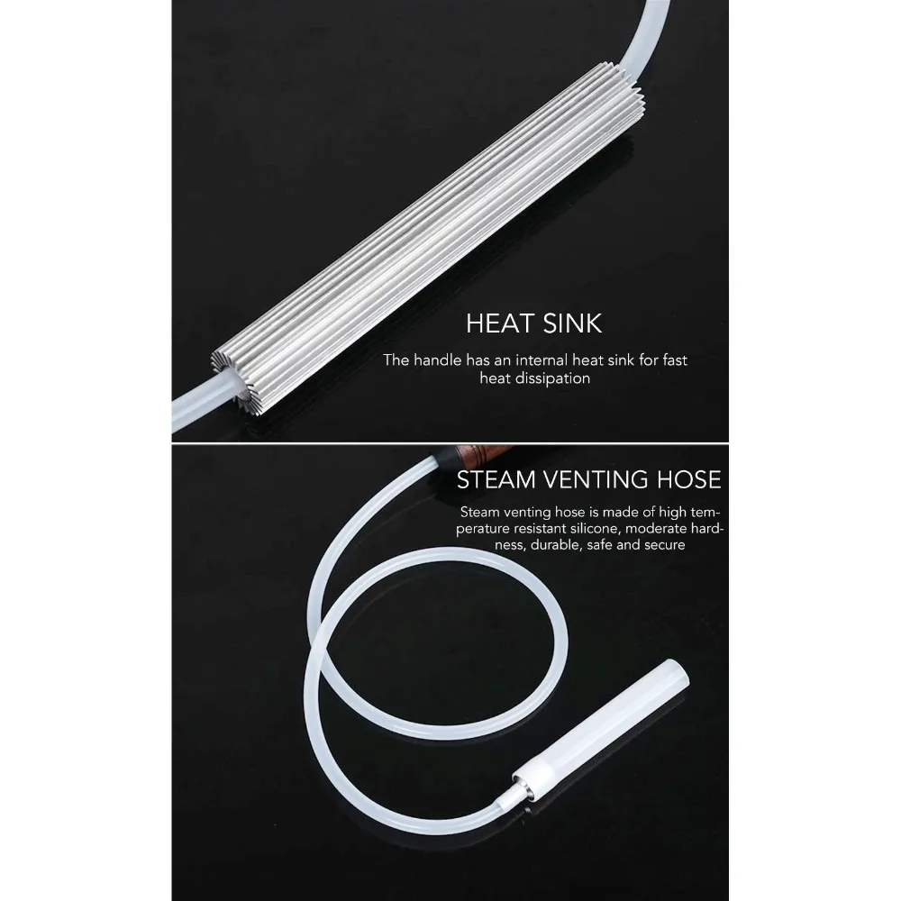 Wood Handle Steam Cleaning Brush Replaceable Head High Temperature Resistant Steam Wand Tool Heat-Resistant Nylon High Pressure