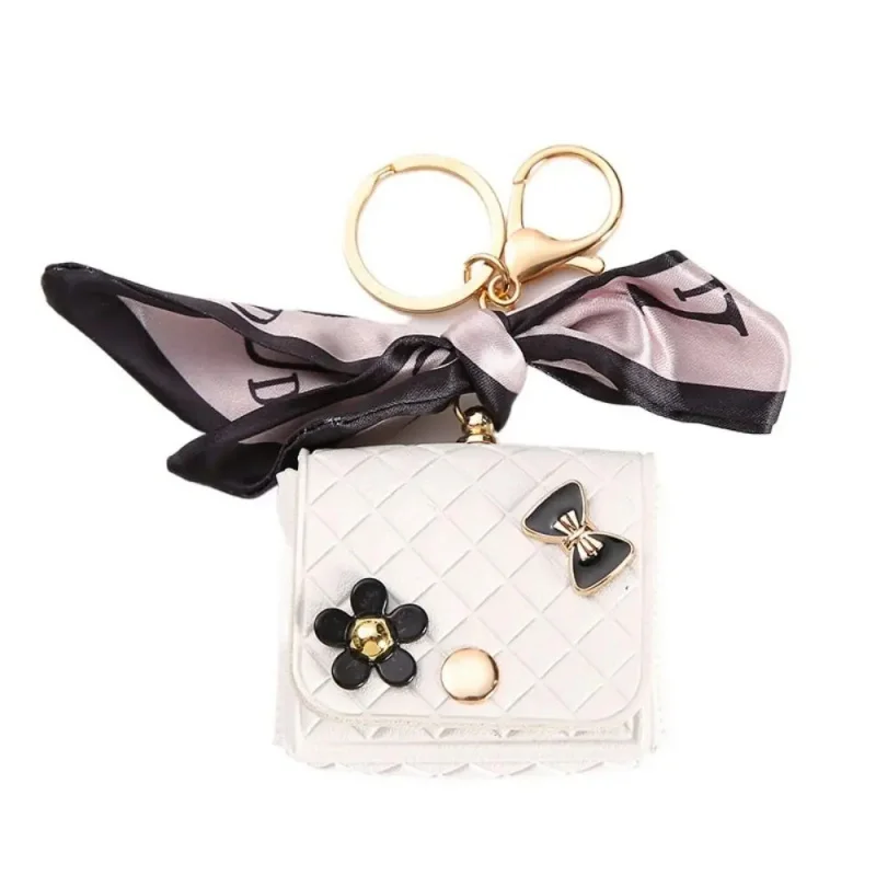 Fashionable Leather Headphone Storage Bag｜Mini Creative Keychain Solid Color Decorative Bluetooth Earphone Protective Case Niche image 5