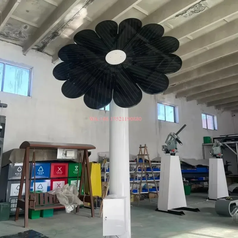 wmwmnu Dual Axis Smart Solar Tracker Flower On Grid Off Grid System for Resort Landscape