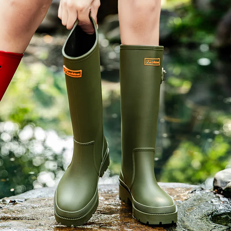 

Women High-end Waterproof Rain Boots Women's Knee-length Fashion Rubber Rain Boots Girls' Shoes Rain Boots PVC Waterproof Shoes