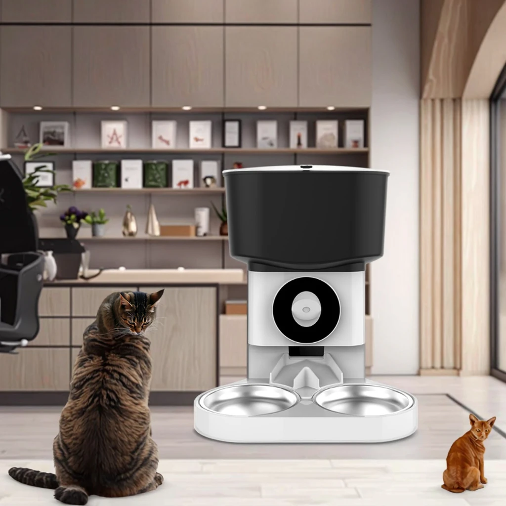 

7L App Remote Control Big Capacity Double Bowl Dual Power Supply Automatic Pet Feeder With Camera