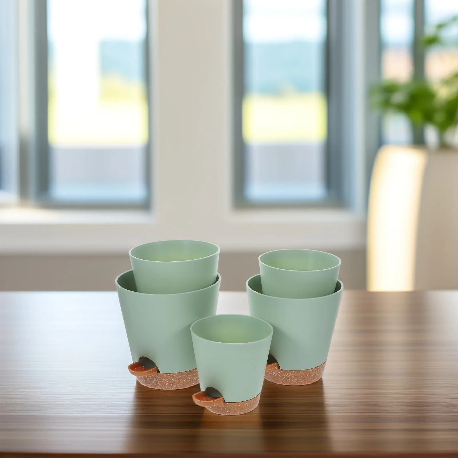 

5pcs Self Watering Flower Pots Plastic Planters for Indoor Plants Garden Balcony Decor PP Material Lightweight Durable