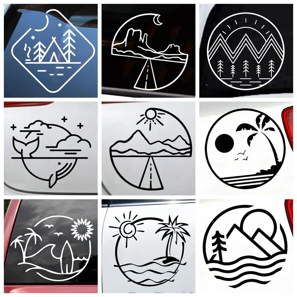 Car Body Beach Decal Decoration Sticker For Side Mirror Rearview Diy Your Own Personalized