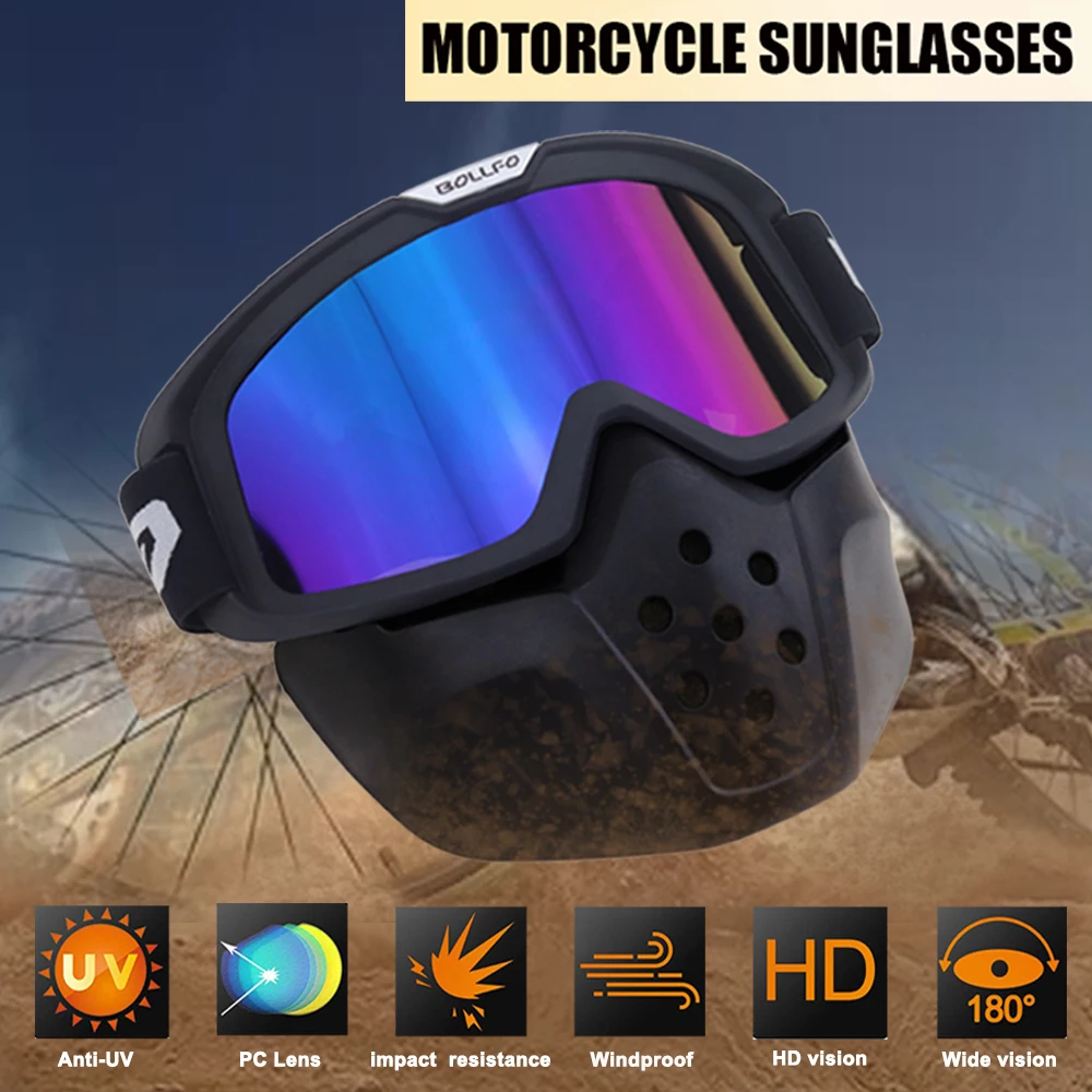 Motorcycle Goggles Paintball Mask for Men Women Detachable Face Mask ATV Dirt Bike Goggles Riding Goggles Safety Ski Goggles