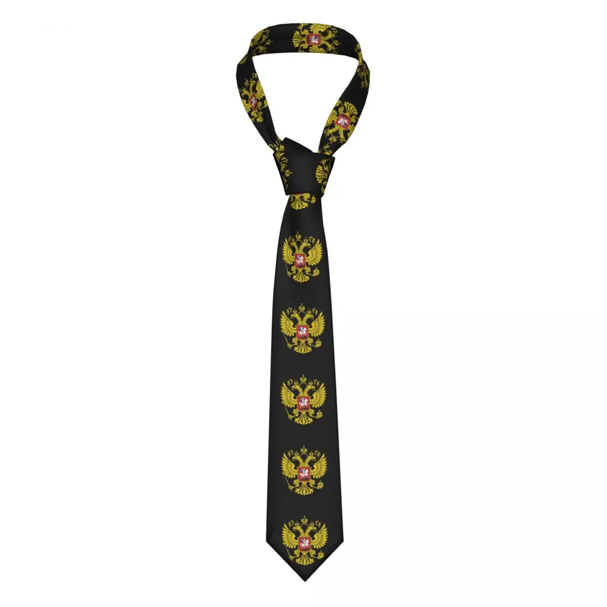 

Fashion Coat Of Arms Of Russia Neck Tie Men Custom Silk Emblem Of Russian Federation Necktie for Business Gravatas