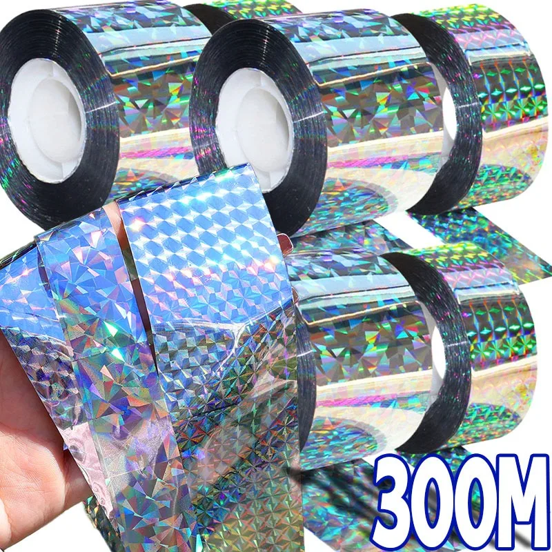 300/50M Bird Repellent Tape High Quality Reflective Fade Resistant Doubled Laser Pattern Waterproof Field Ponds Repellent Ribbon