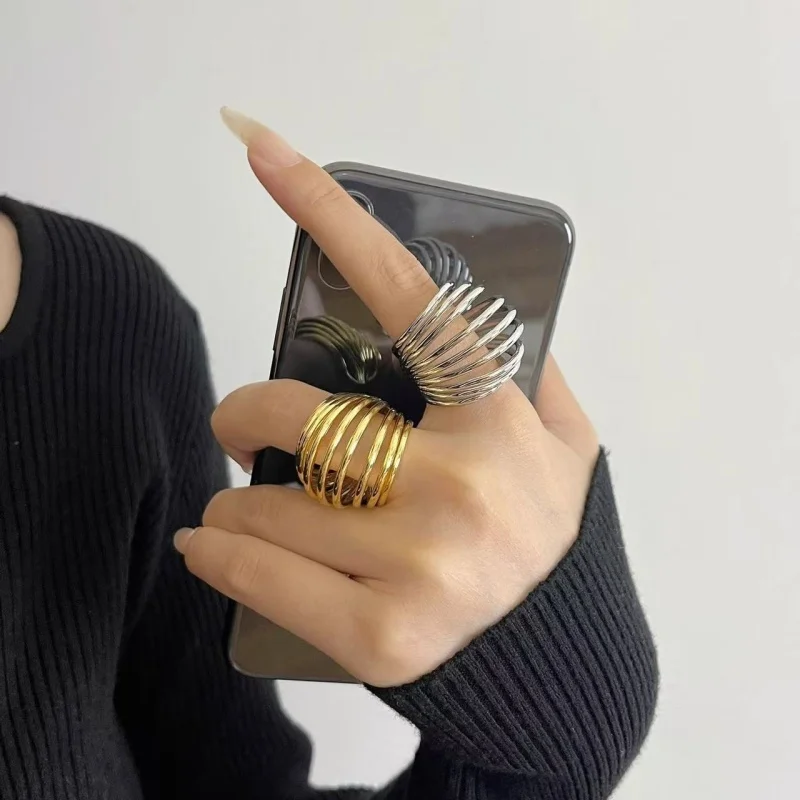 

Fashionable Multi-Layer Wide Band Open Finger Ring for Women Luxury Jewelry Everyday Accessory with Exaggerated Design And Metal