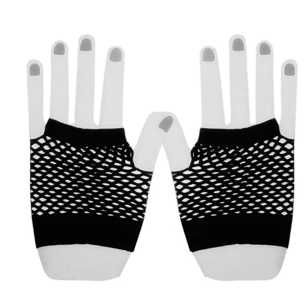 Summer New Women Girls Fashion Neon Candy Color Short Gloves Mittens Fingerless Half Finger Sexy Hollow Out Mesh Fishnet Gloves