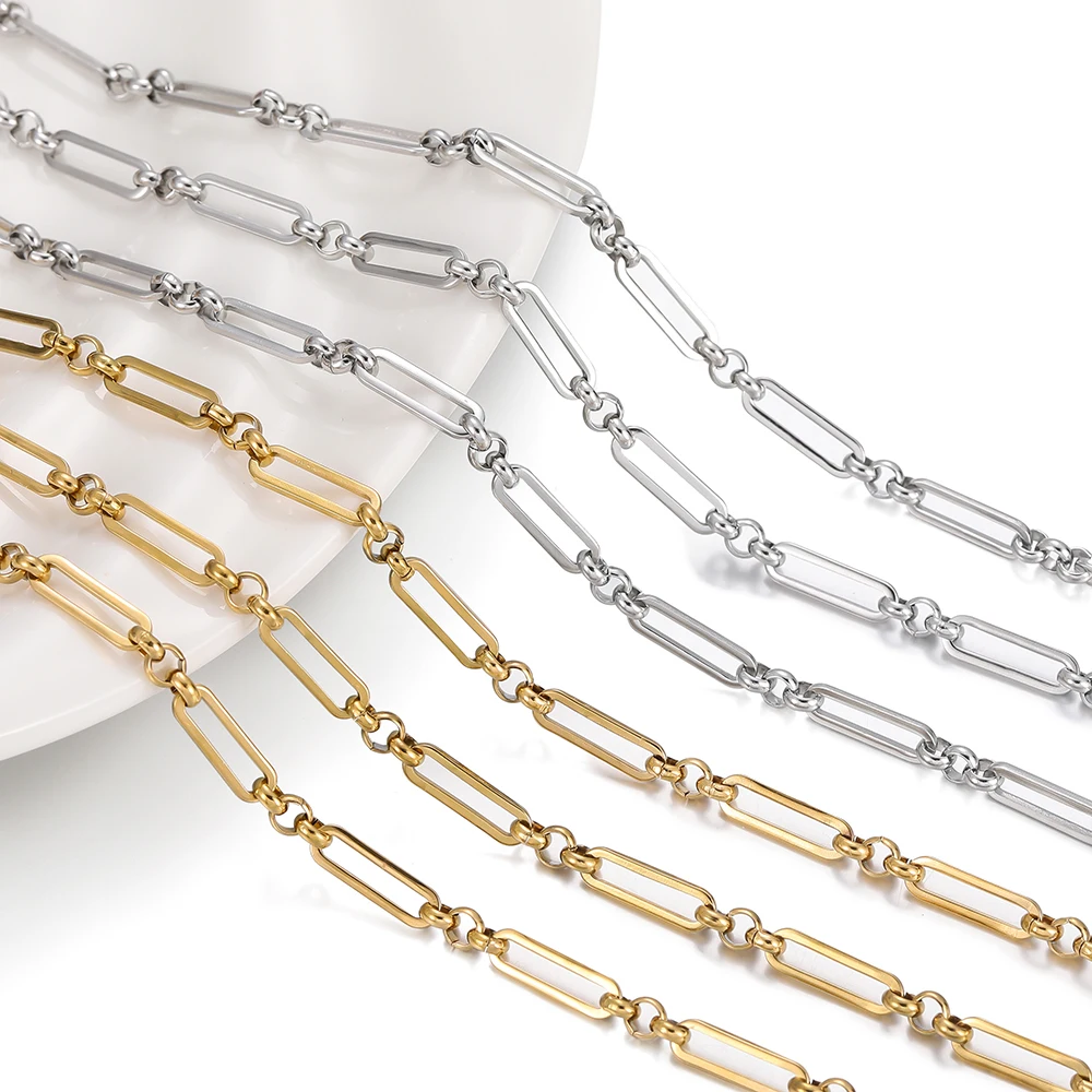 1 Meter 4 x 14 mm Edelstahlkette, kein Verblassen, Kabelketten für Halskette, Armband, Fußkettchen, DIY-Schmuckherstellung