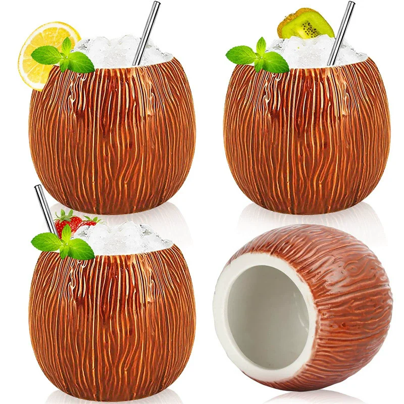 

550ml Coconut Shape Hawaii Tiki Mugs Ceramic Mug Mug For Gifts Cups And Mugs Cocktail Cup