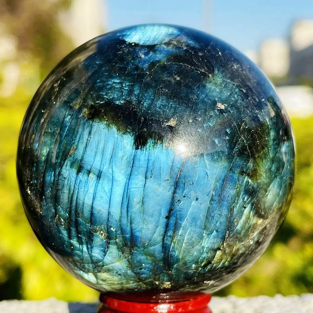 

Natural Labradorite Crystal Orb Gemstone Sphere Ball Reiki Healing