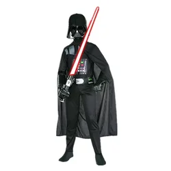 Boys Classic Movie Mask Costume Printed Cartoon Darth Vader Cape Armor Onesie Halloween Kids Fantasy Cosplay Costume