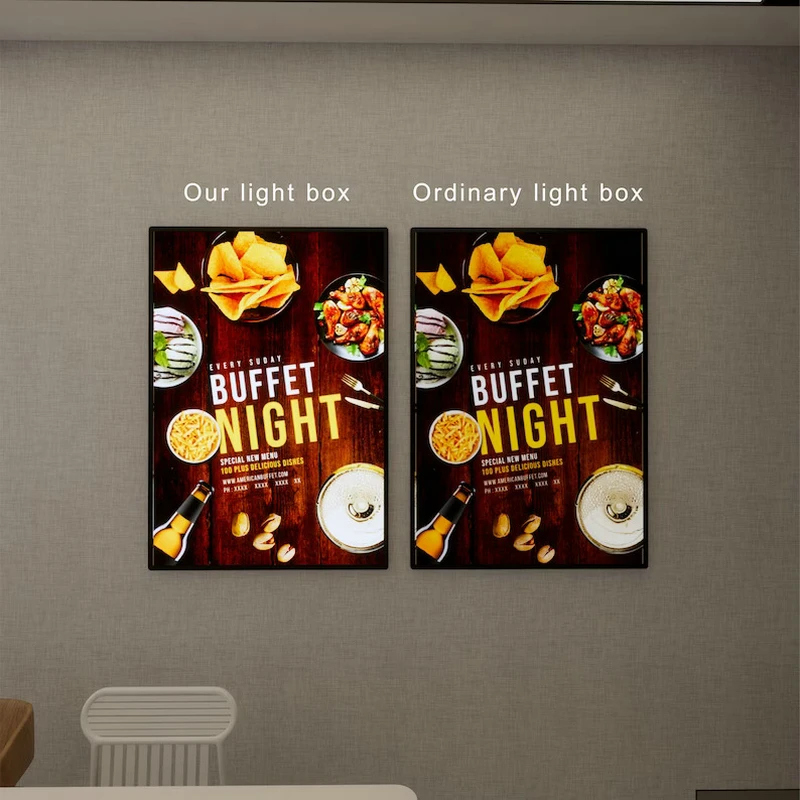 Ultrathin LED Light Box Illuminated Poster Display LED Backlit Menu Board For Restaurant Cafe Shops Decor Wall Mounted Billboard