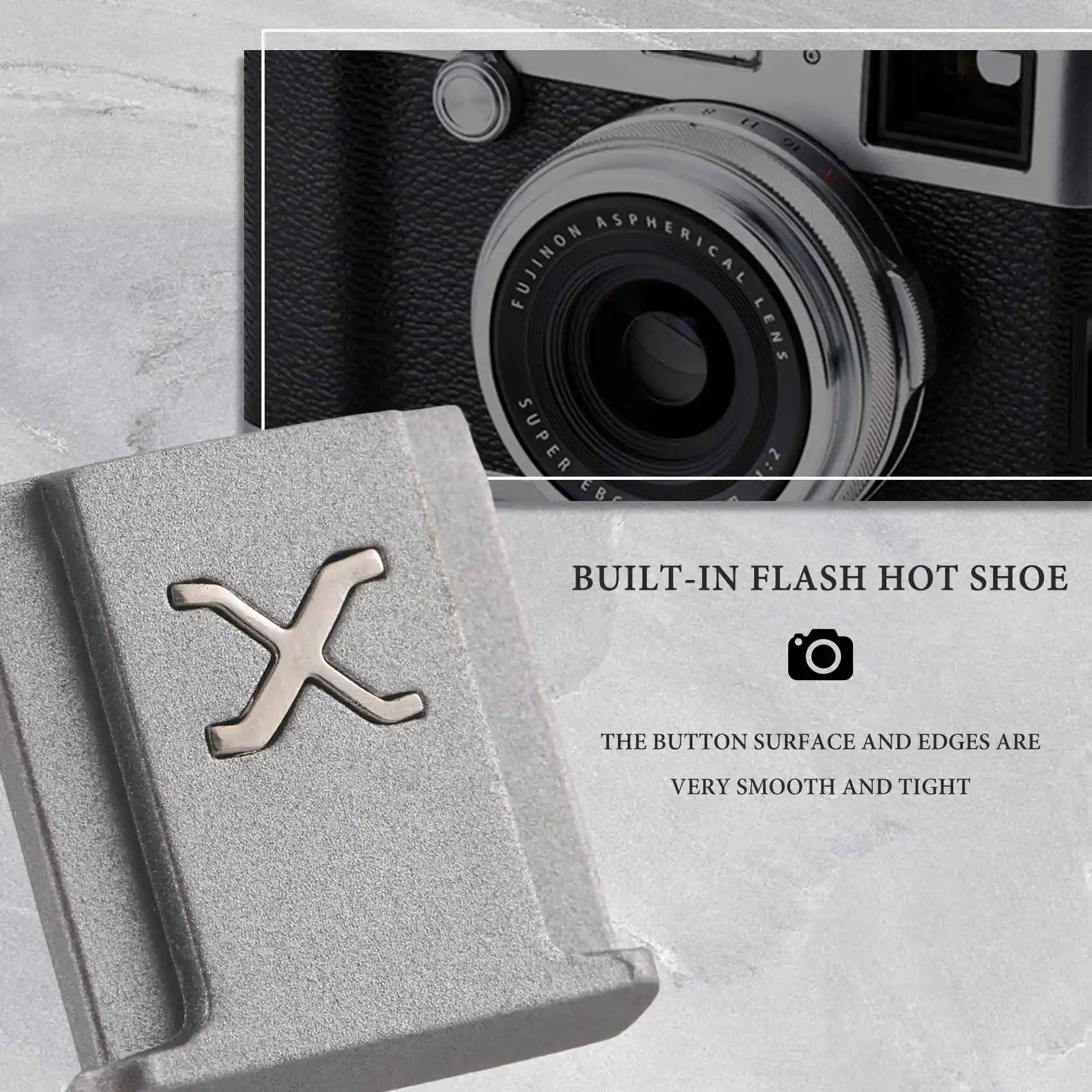 Suitable for Fuji X-T4 X-T3 X-T2 X-T30 X-T20 X-E3 X-E2 X-PRO3 X-PRO2 X30 X10 Hot Shoe Embedded Flash Hot Shoe Silver