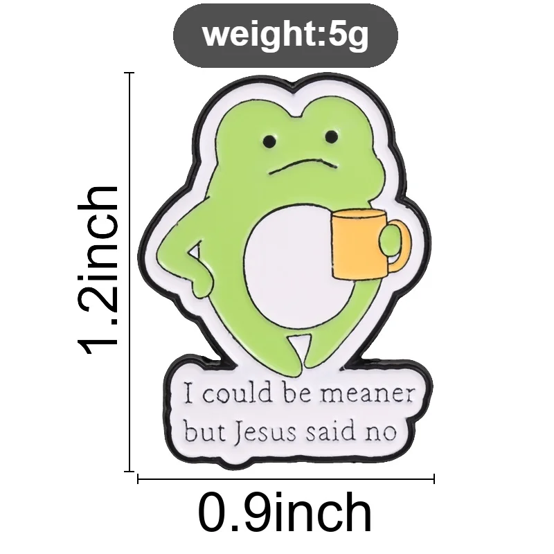 Cute Grumpy Frog with Yellow Coffee Cup Enamel Pin Sarcastic Attitude Brooch for Denim Jacket Backpack and Funny Gift