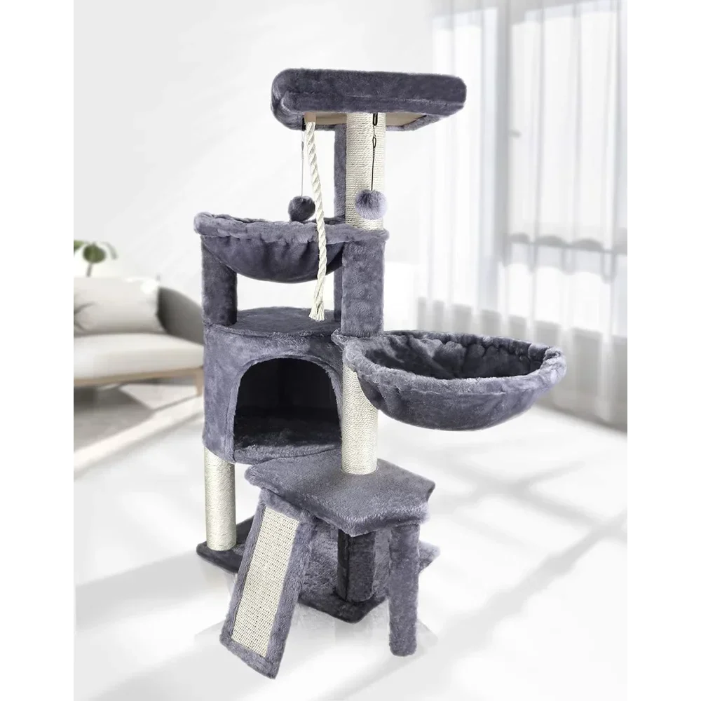 Xin Three Layer Cat Tree with Cat Condo and Two Hammocks, pet accessories