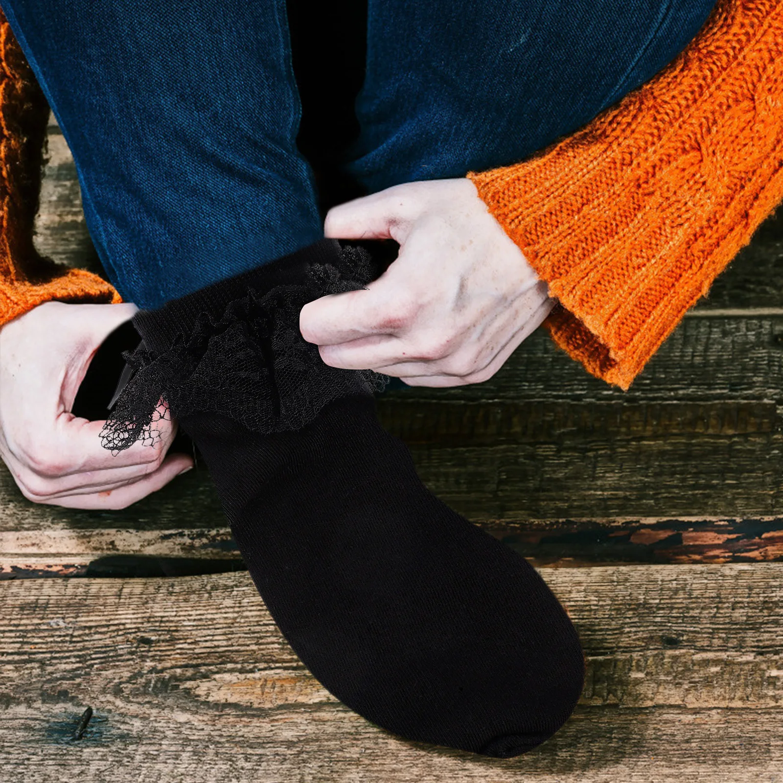 1 par de calcetines bonitos de algodón con lazo, adorno de encaje, uniforme escolar para niñas, accesorios de fiesta de Navidad, calcetines de algodón