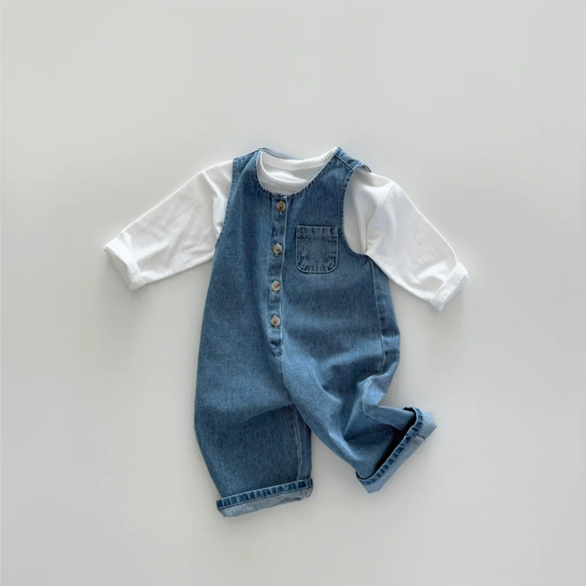 

2025 Autumn New Baby Sleeveless Denim Romper Kids Jumpsuit For Boys Girls Overalls Infant Denim Pants Toddler Clothes