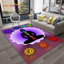 Naturalize Yoga Meditation Rainbow 7 Chakra Soft Carpet Rug for Home Living Room Bedroom Sofa Doormat Decor, Non-slip Floor Mat