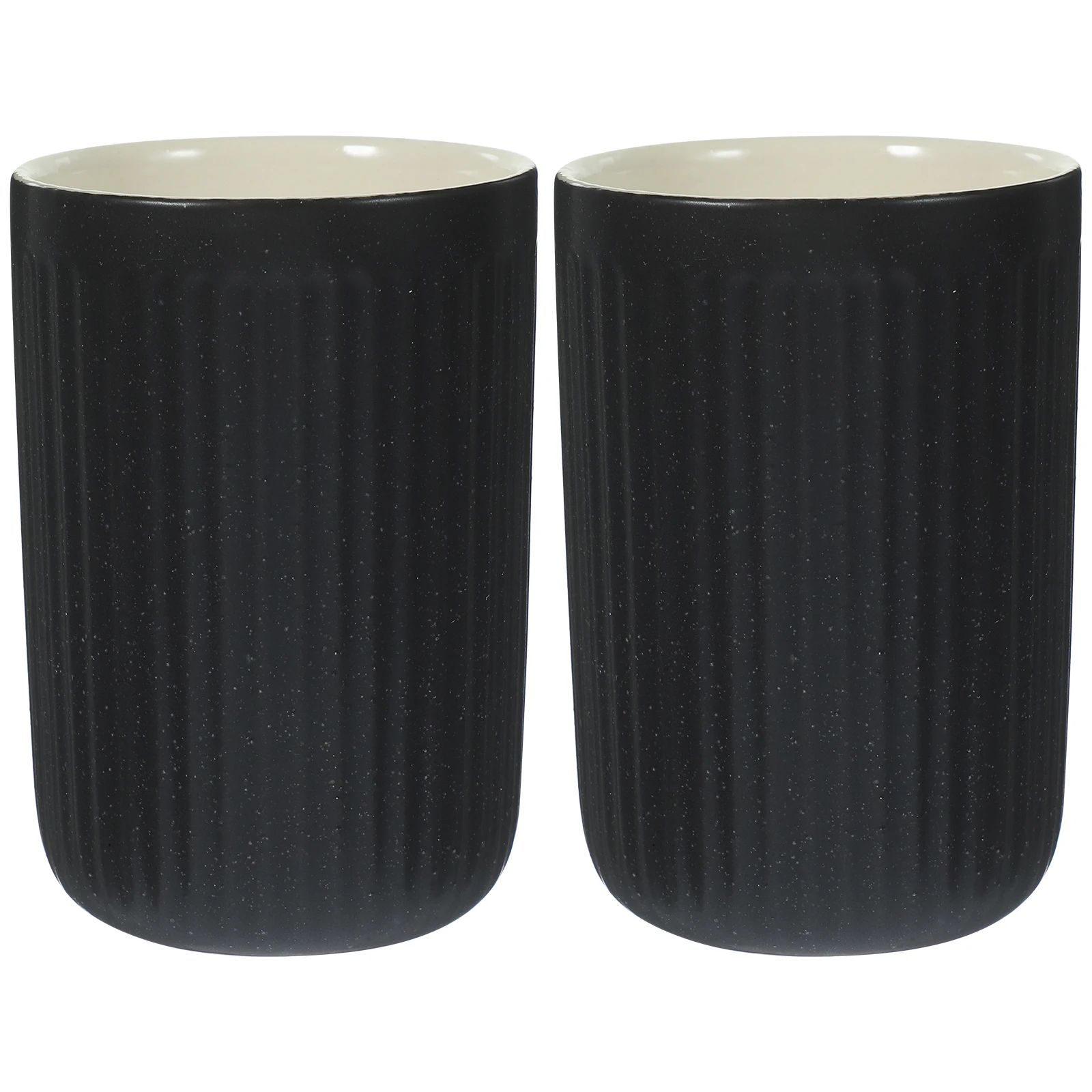 

2Pcs Retro Ceramic Toothbrush Cups 300ML Bathroom Mugs Vertical Stripes Travel Rinsing Mouthwash Cup Home Use Storage
