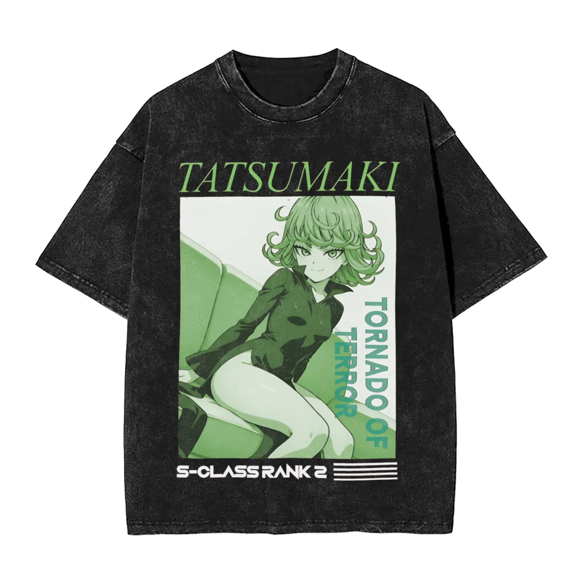 Washed T Shirts Tatsumaki One Punch Man Hip Hop Retro T-Shirts Oversize Streetwear Short Sleeve Printed Tops Tee Shirt Men Women