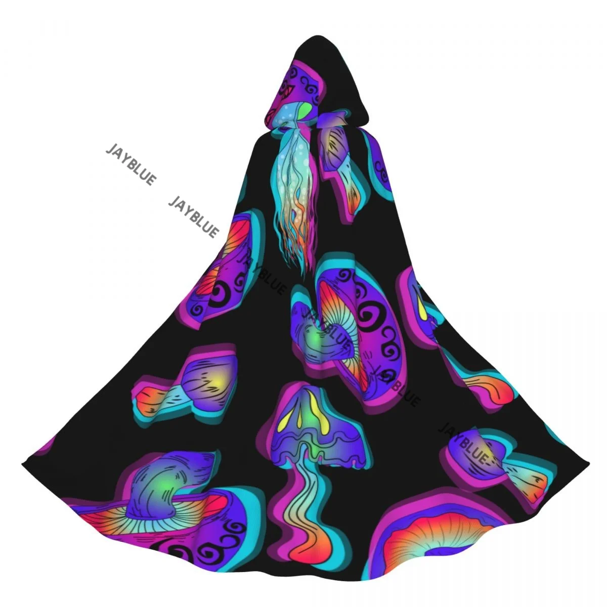 Unisex Witch Party Reversible Hooded Adult Vampires Cape Cloak Jellyfish Colorful