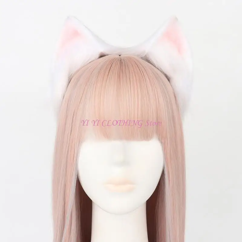 N5KF ผู้ใหญ่แมวหูแถบคาดศีรษะสาวแต่งหน้า Hairband คอสเพลย์อะนิเมะผม Decors
