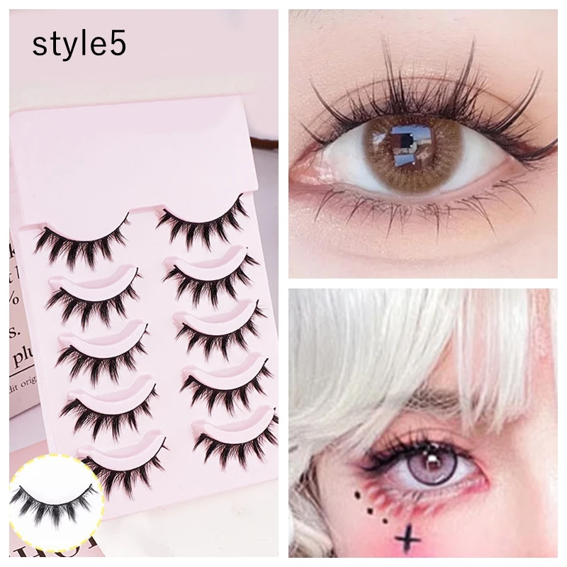 5 คู่ขนตาปลอมธรรมชาติที่มนุษย์สร้างขึ้นเส้นใย Wispy False Lashes เครื่องมือแต่งหน้าขนตาหนา