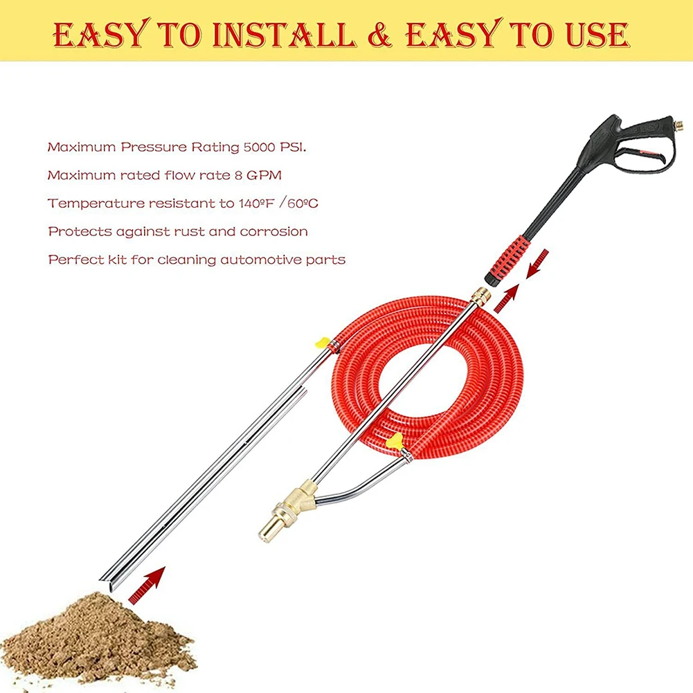 Wet Sand Blaster Pressure Washer 10 Feet Abrasive Attachment Dustless Metal + Plastic Sandblasting Kit Remove Rust