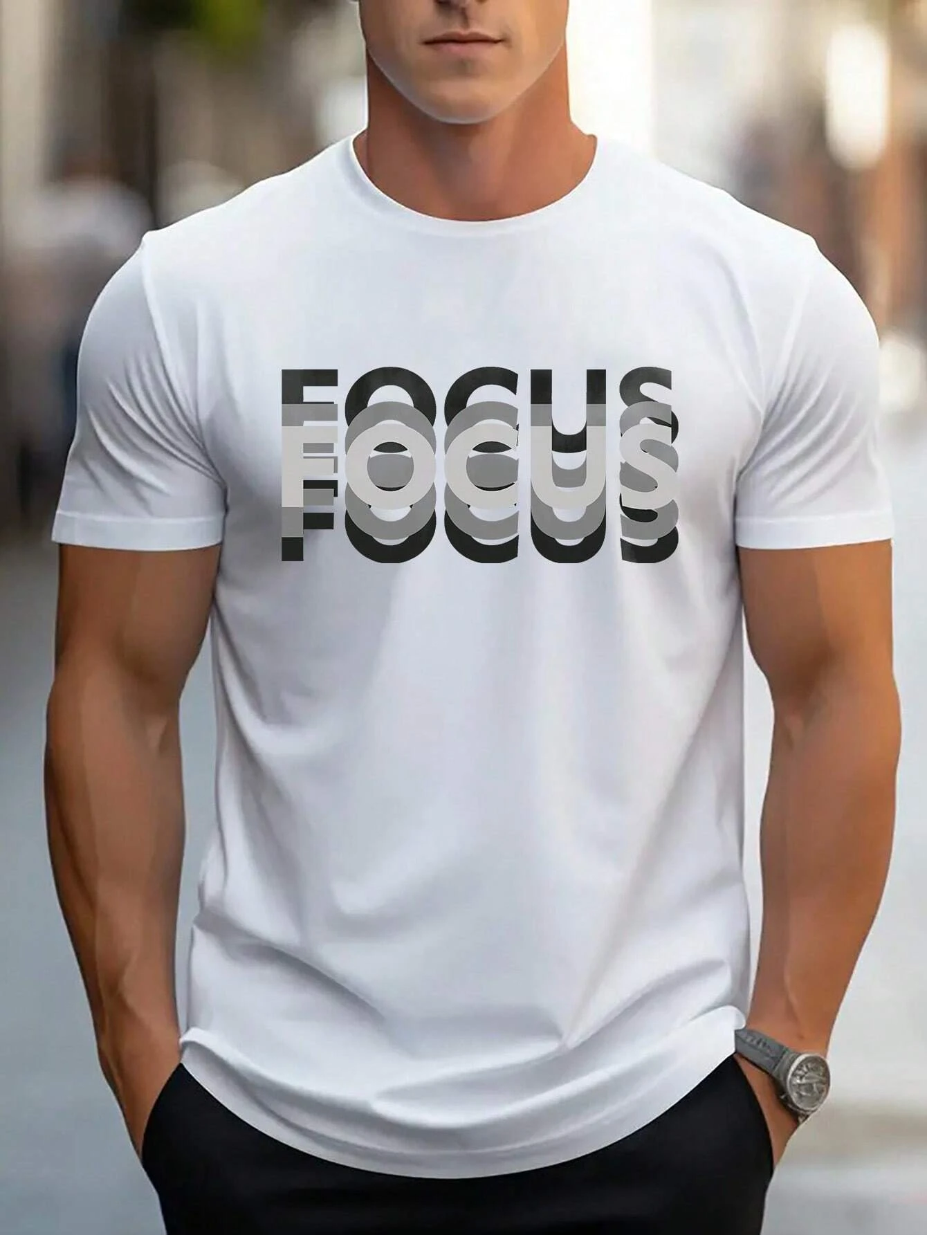 Focus Men Cotton T-shirt Luxury Brand Fashion Big Size Top Casual Short Sleeve Streetwear Classic Print New Arrival Tee S-4XL