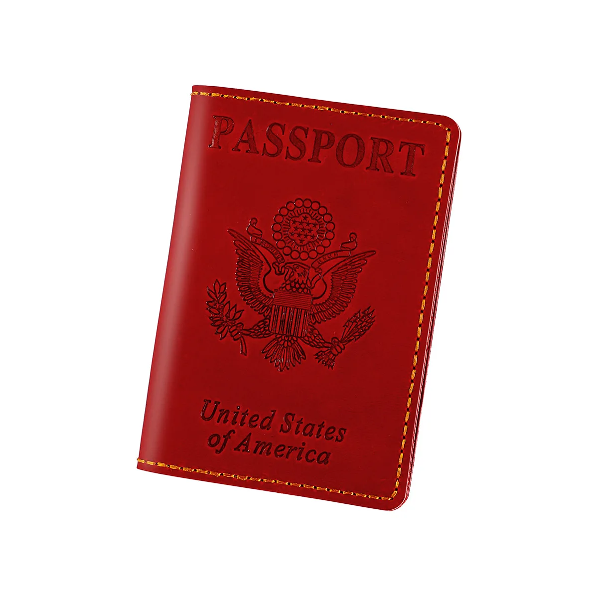 حامل جواز سفر أمريكي متين من الجلد الطبيعي - غطاء حماية مع فتحات متعددة للبطاقات لجوازات السفر والوثائق الأمريكية