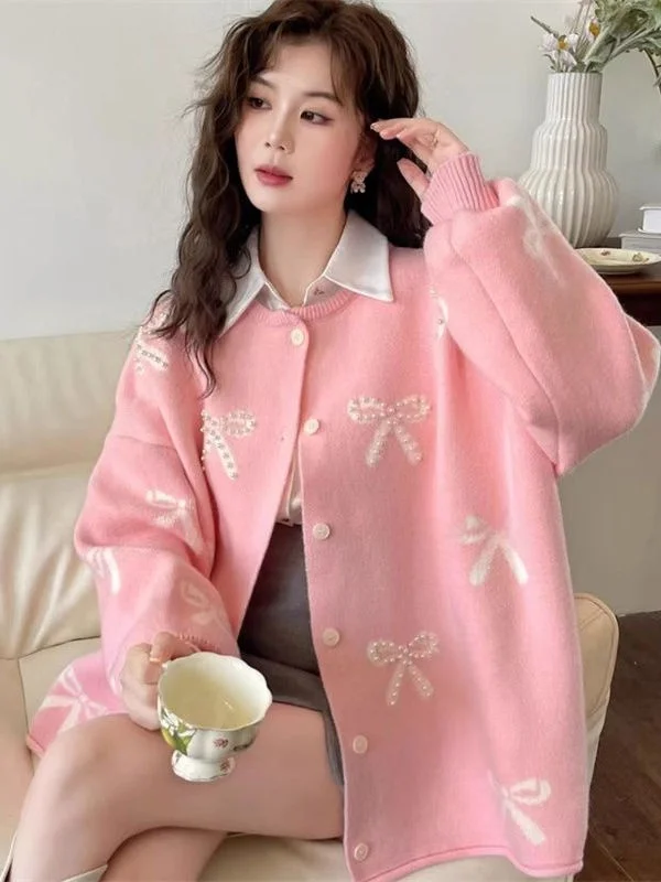 

Soft Cozy Korean Sle ort Knot Sweater Cardigan Women's Faion Spring Autumn Winter Knitted Outerwear