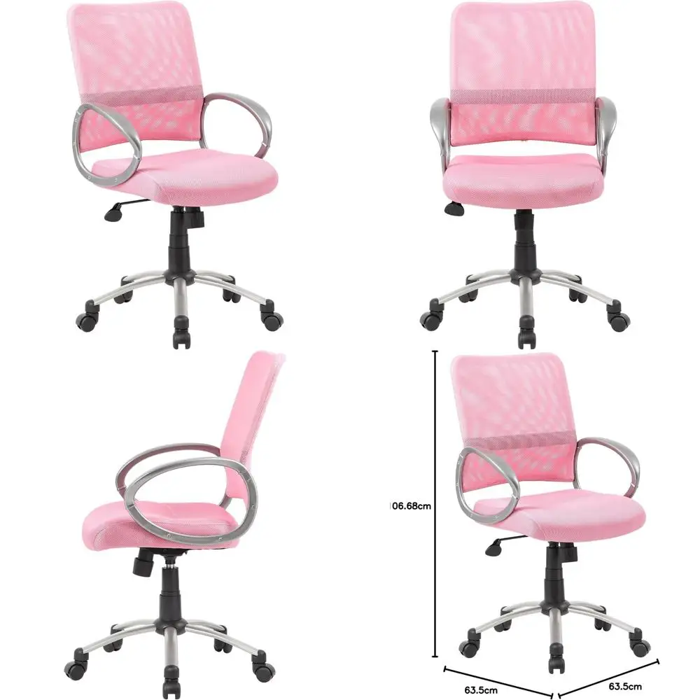 

Mesh Back Task Chair with Pewter Finish in Pink
