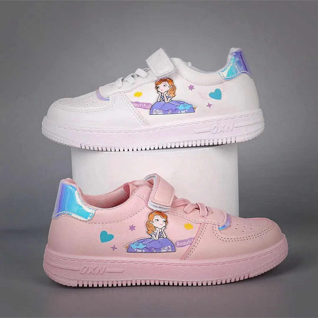 Disney Ariel Princess Kids Tennis Sneakers Children Running Girls Sport Shoes Pink White Breathable Hook Loop Boy Child Sneakers