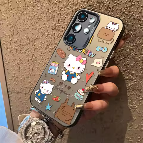 Cute Milk Hello Kitty Cartoon Phone Case For Samsung Galaxy S25 S24 S23 S22 Ultra S21 Plus FE A56 A15 A55 A54 A53 A36 A34 Cover