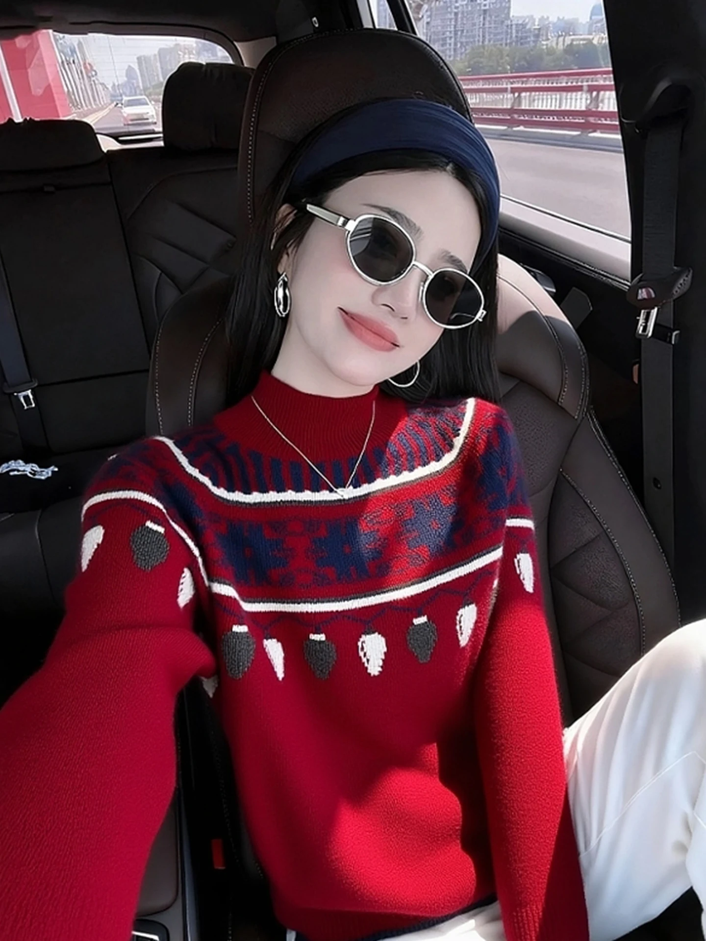 

Высококачественный красный вязаный свитер Long Sve Cisas Faion Commute Sle, зимнее новое поступление, женский свитер Camere