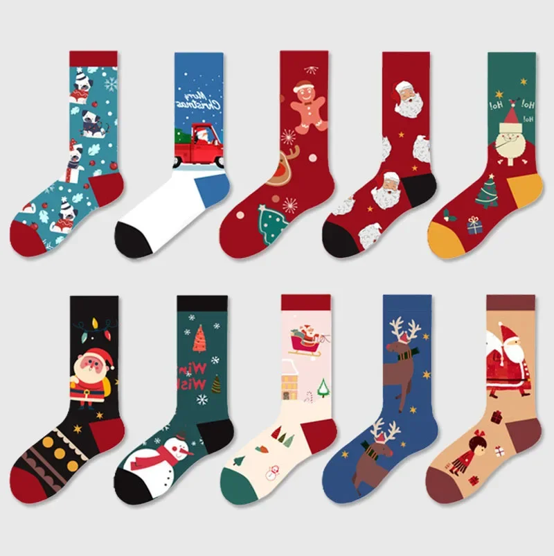 New Cartoon Christmas Gift Socks Street Sports Trend Couples Cotton Socks